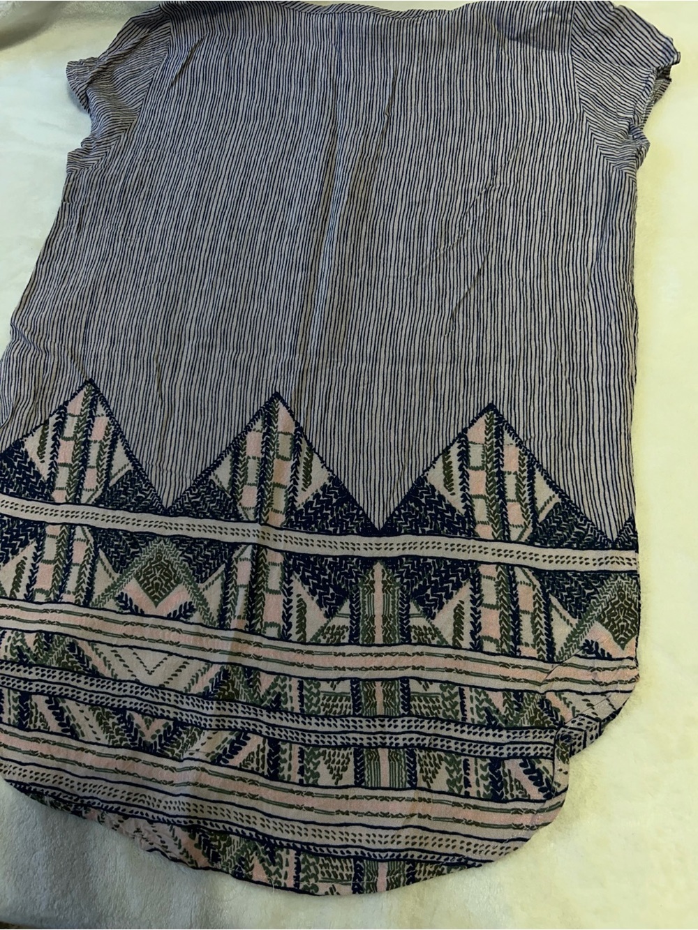 Vero Moda Navy & Pale Pink Striped Tunic with Geometric Embroidery - Picture 4 of 4